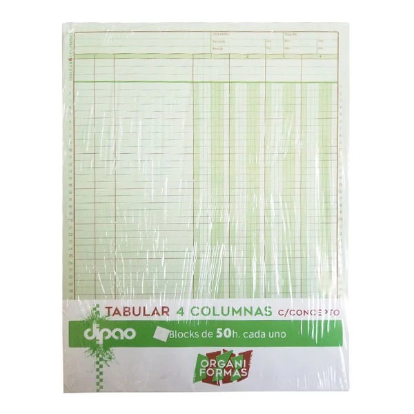 TABULAR CCONCEPTO 4 COLUMNAS TC4-50 DIPAO 50H PAQ. C3 C.17